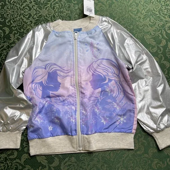 nWT 6 6x frozen $54 satin bomber jacket elsa anna spring fall birthday easter